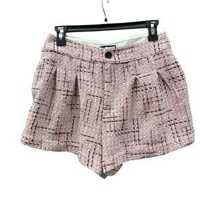 Maeve by Anthropologie plaid tweed shorts in pink sz 4 Gingham 3” inseam